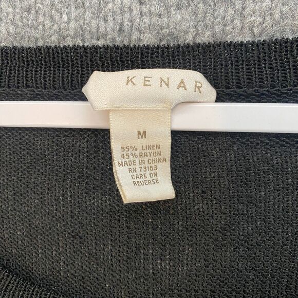 Kenar Sweater Womens M Black Linen Blend Knit Round Neck Whimsigoth Fairy Grunge - Picture 5 of 7